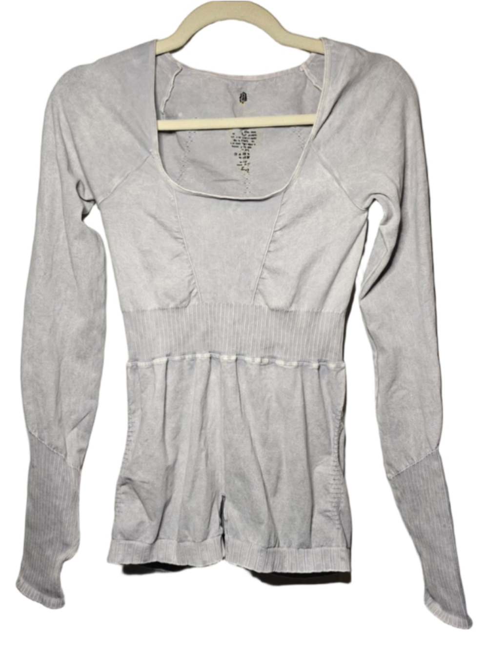 FP Movement Good Karma Long Sleeve Jumpsuit RunsieOnesie Ice Grey XS/S EUC